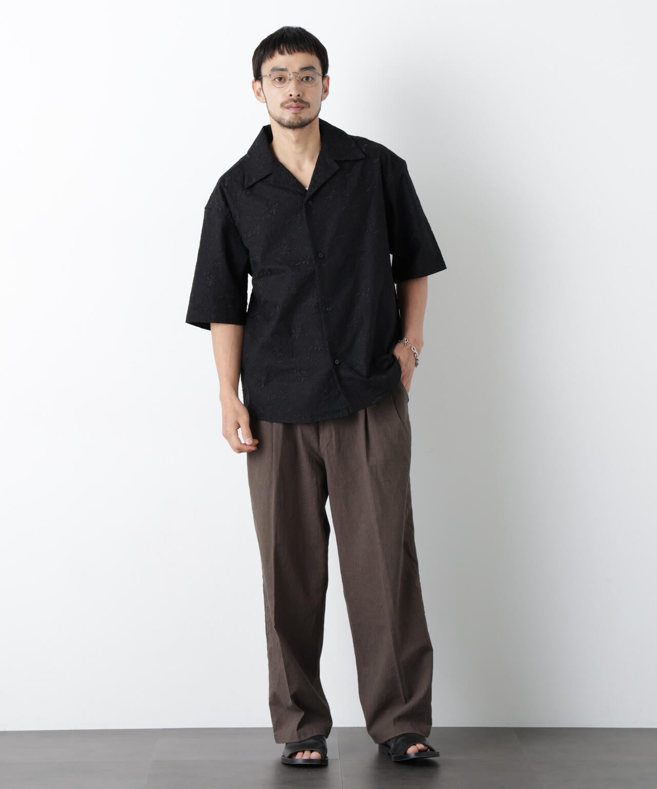 「OtoNANO」×masoret総柄刺繍シャツ(セットアップ可)