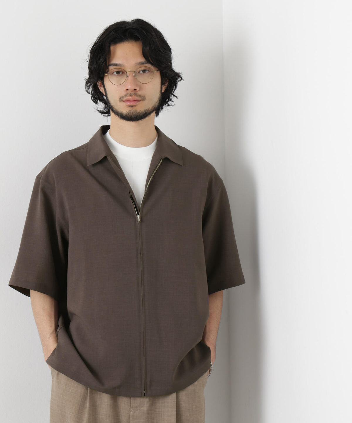 「メランジドライ」ZIPシャツブルゾン(セットアップ可)