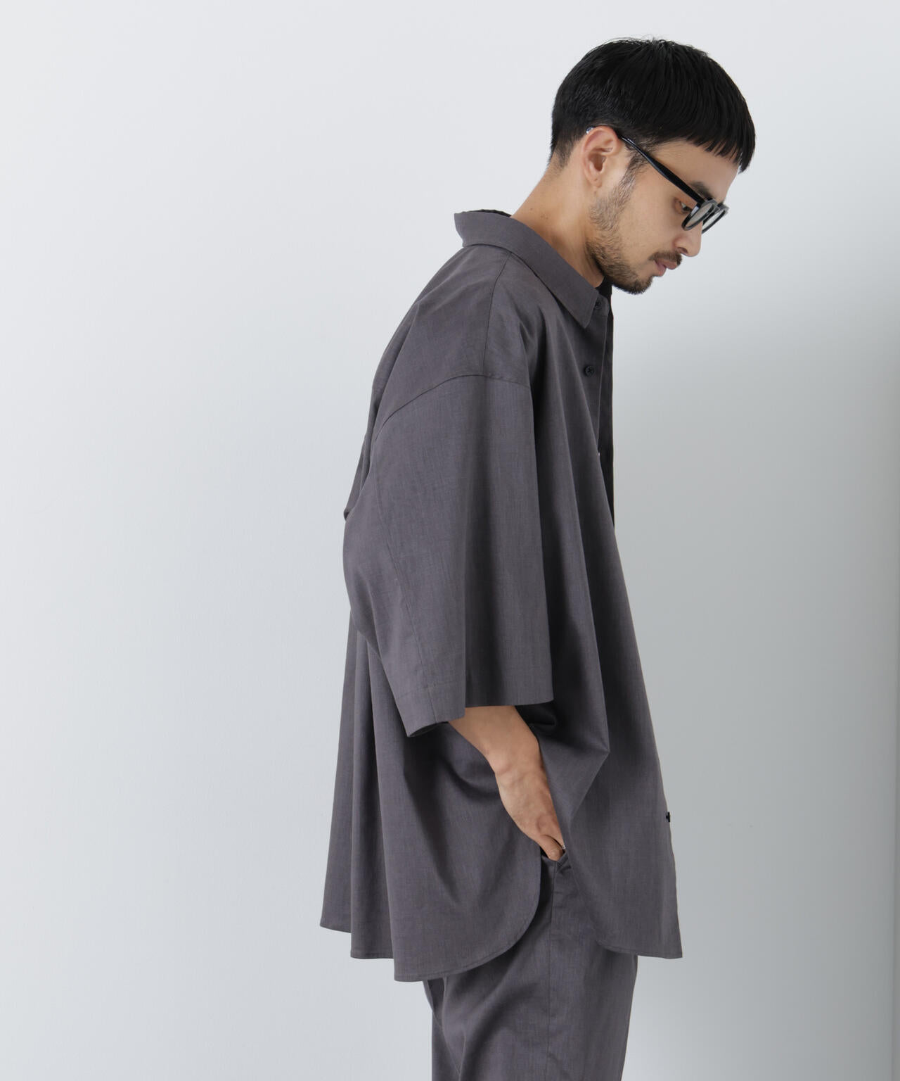 「ASSEMBLANC」リネンミックスハーフスリーブオーバーシャツ(セットアップ可)