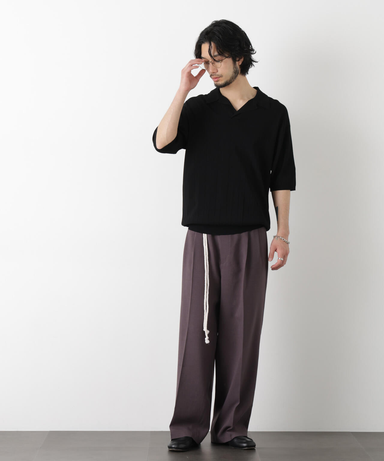 「ASSEMBLANC」 針抜きスキッパーポロ