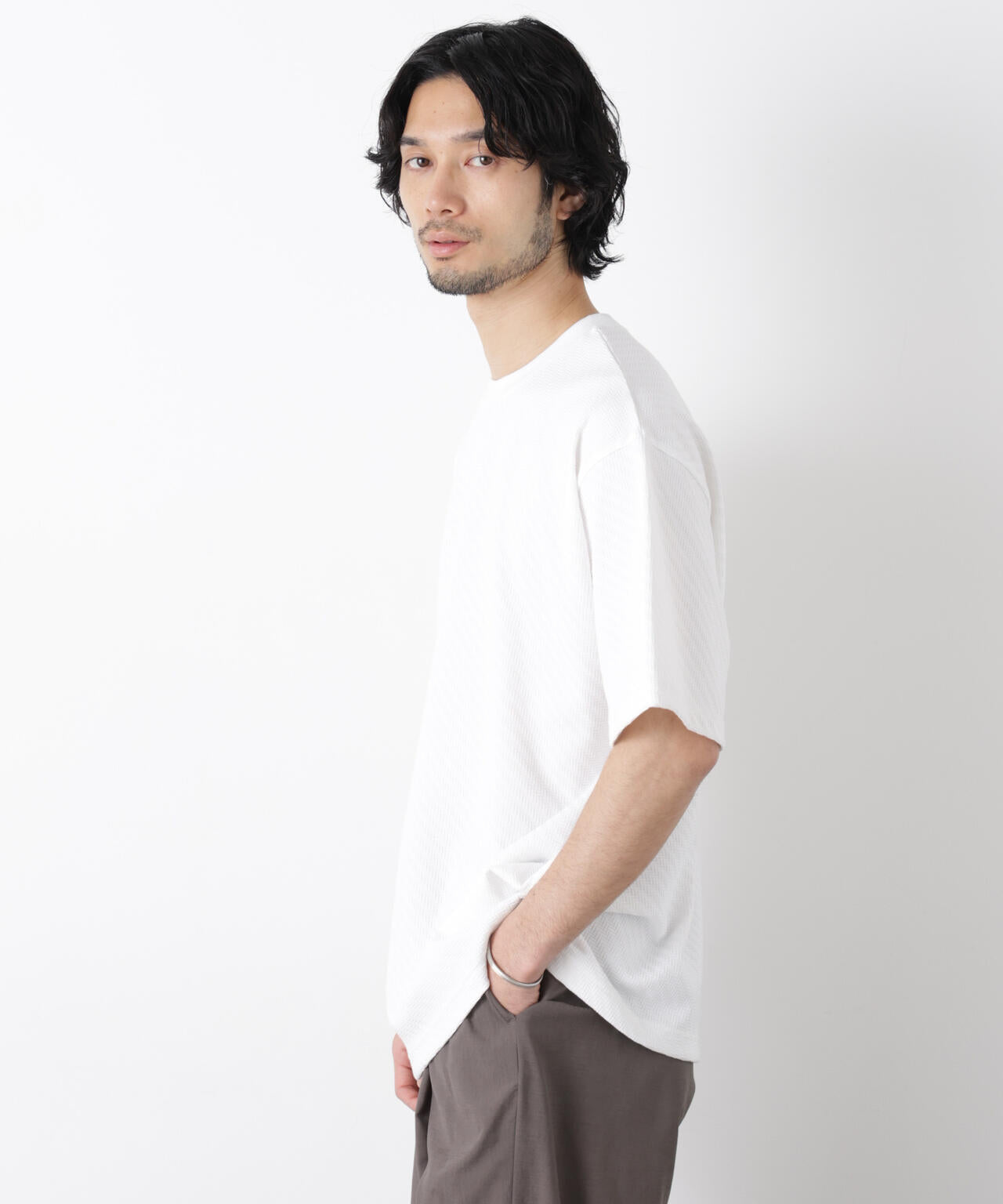 リンクスジャガードスリーブTシャツ