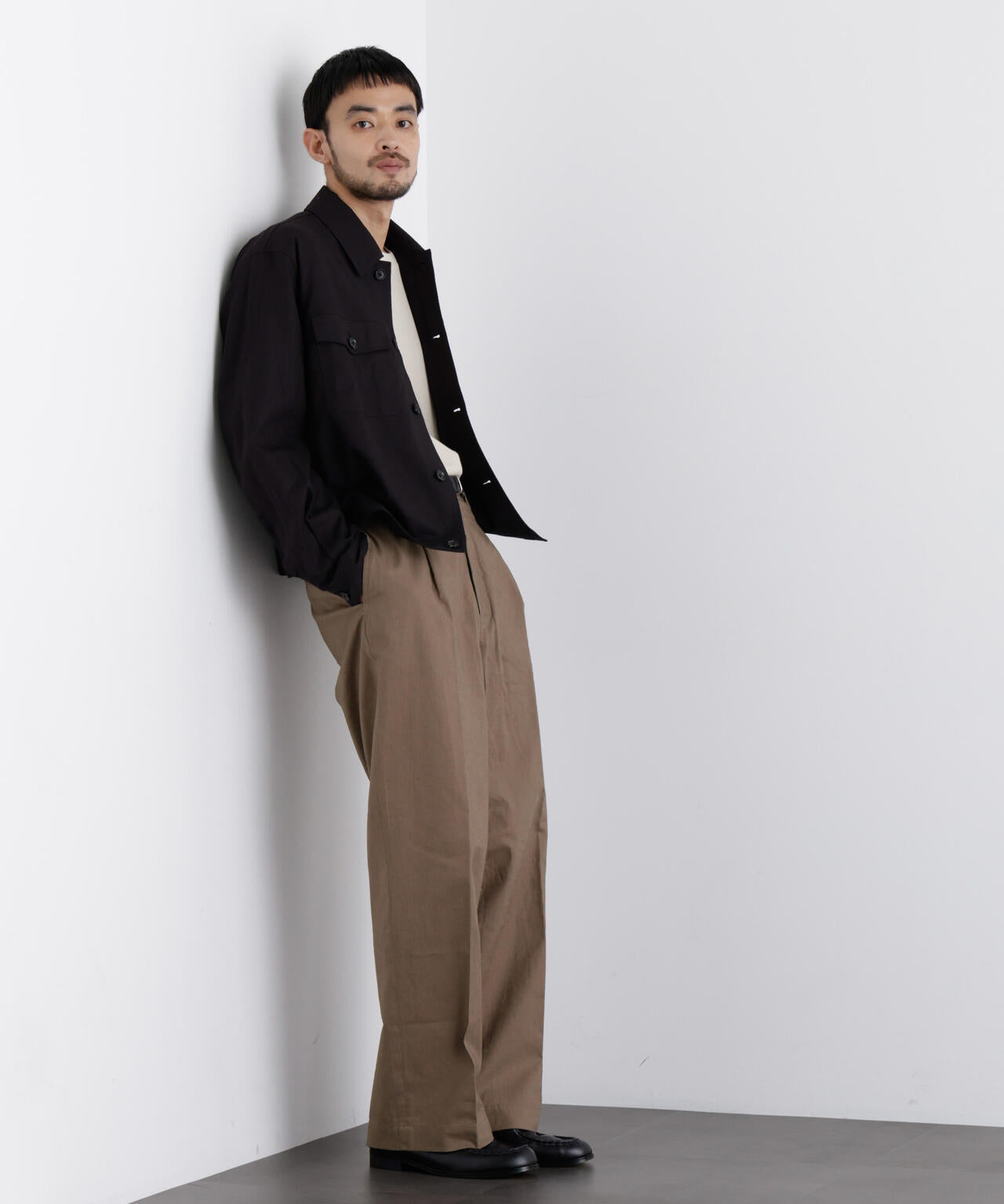 「FRENCH LINEN」 リネンコットンストレートパンツ(セットアップ可)