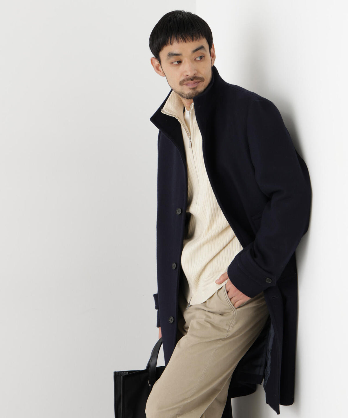 「NEW ON COAT」ウール/Nスタンドカラーコート