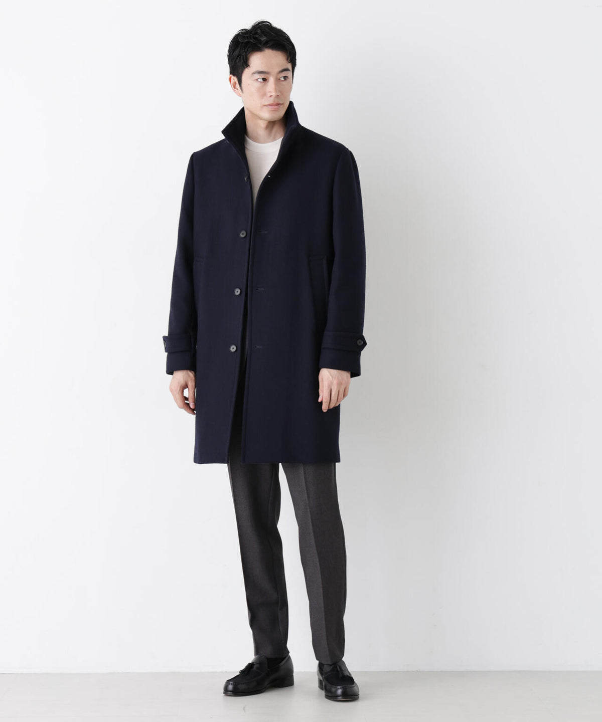 「NEW ON COAT」ウール/Nスタンドカラーコート