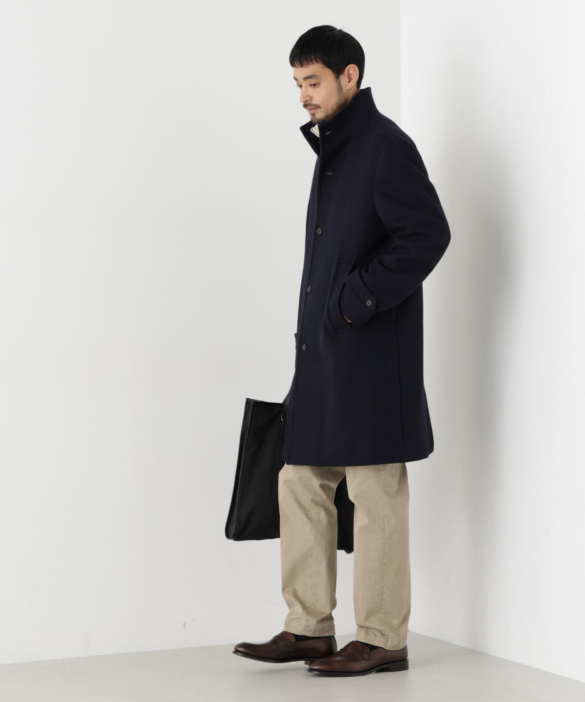 「NEW ON COAT」ウール/Nスタンドカラーコート
