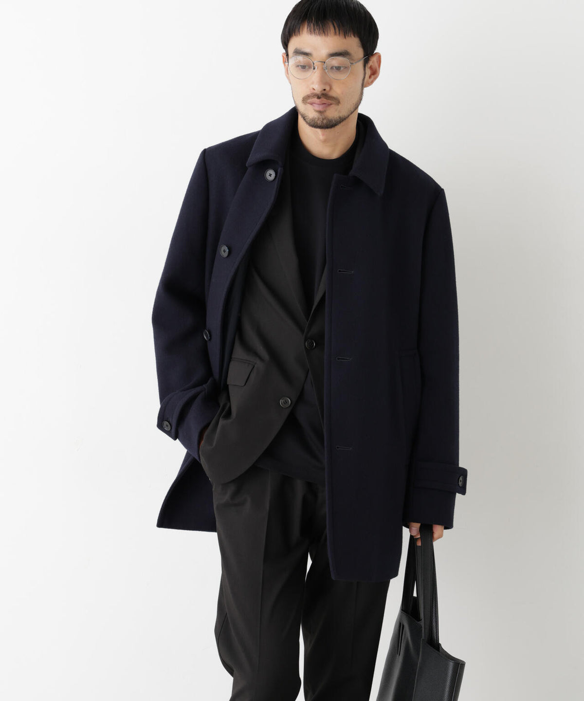 「NEW ON COAT」ウール/Nショートステンカラーコート
