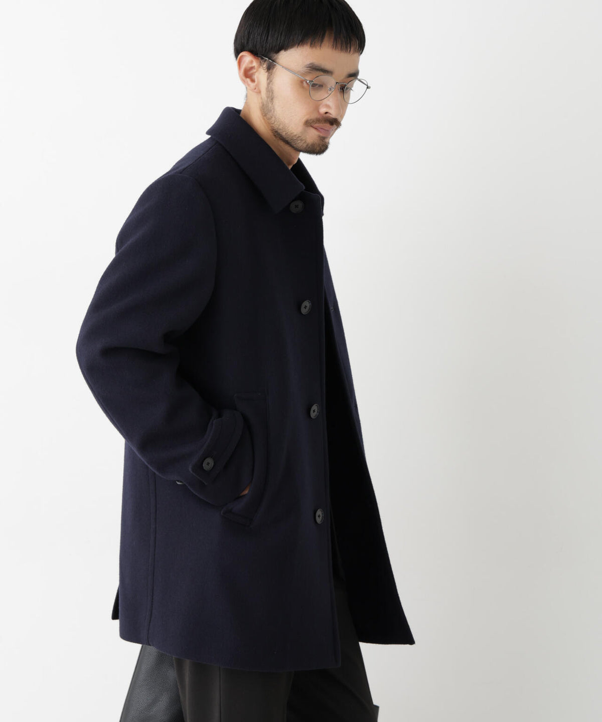 「NEW ON COAT」ウール/Nショートステンカラーコート