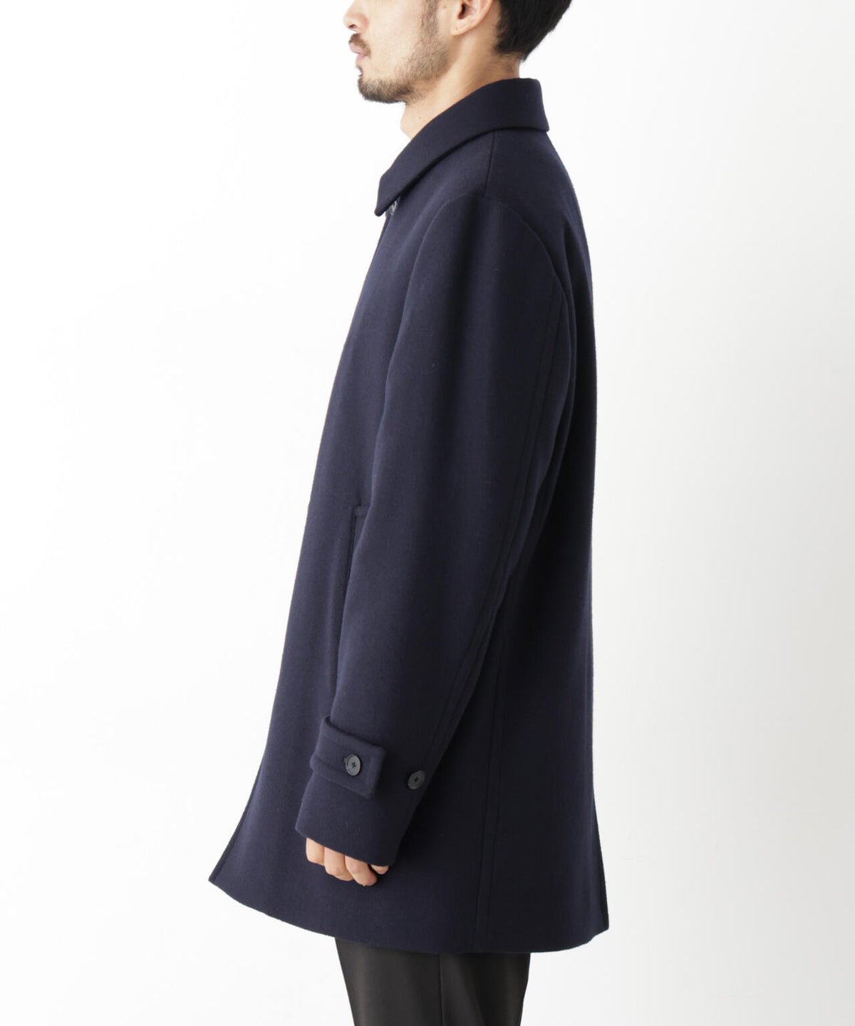 「NEW ON COAT」ウール/Nショートステンカラーコート