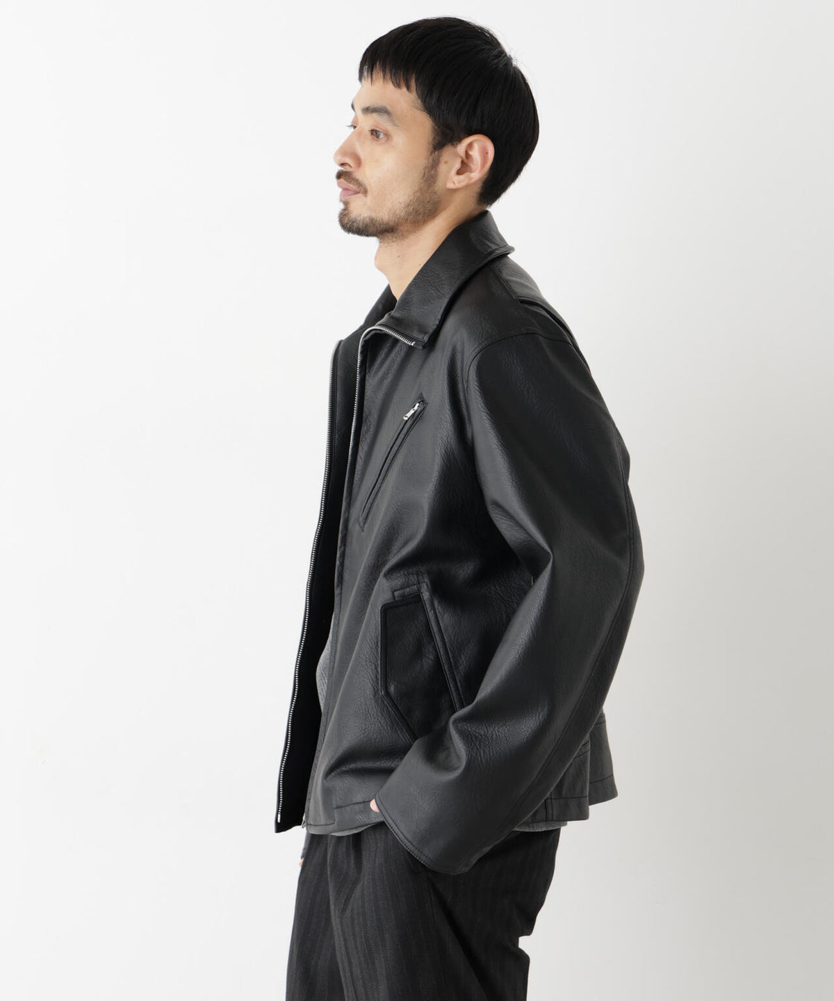 「SURPLUS」 フェイクレザーブルゾン