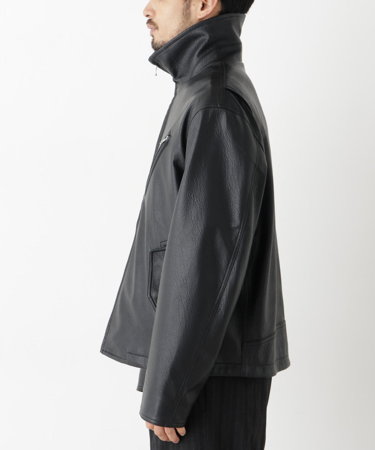 「SURPLUS」 フェイクレザーブルゾン