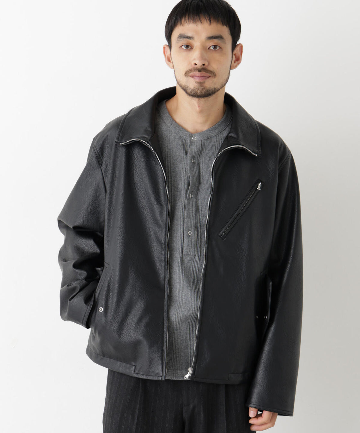 「SURPLUS」 フェイクレザーブルゾン