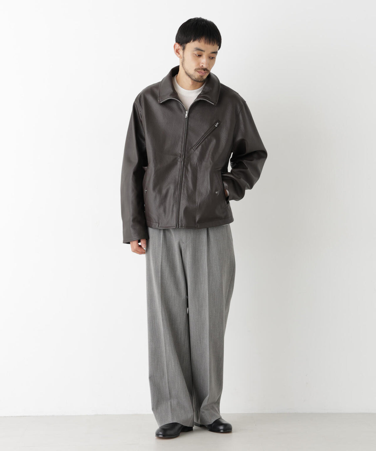 「SURPLUS」 フェイクレザーブルゾン