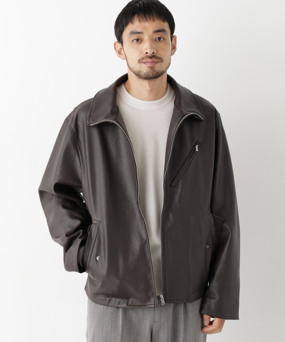 「SURPLUS」 フェイクレザーブルゾン