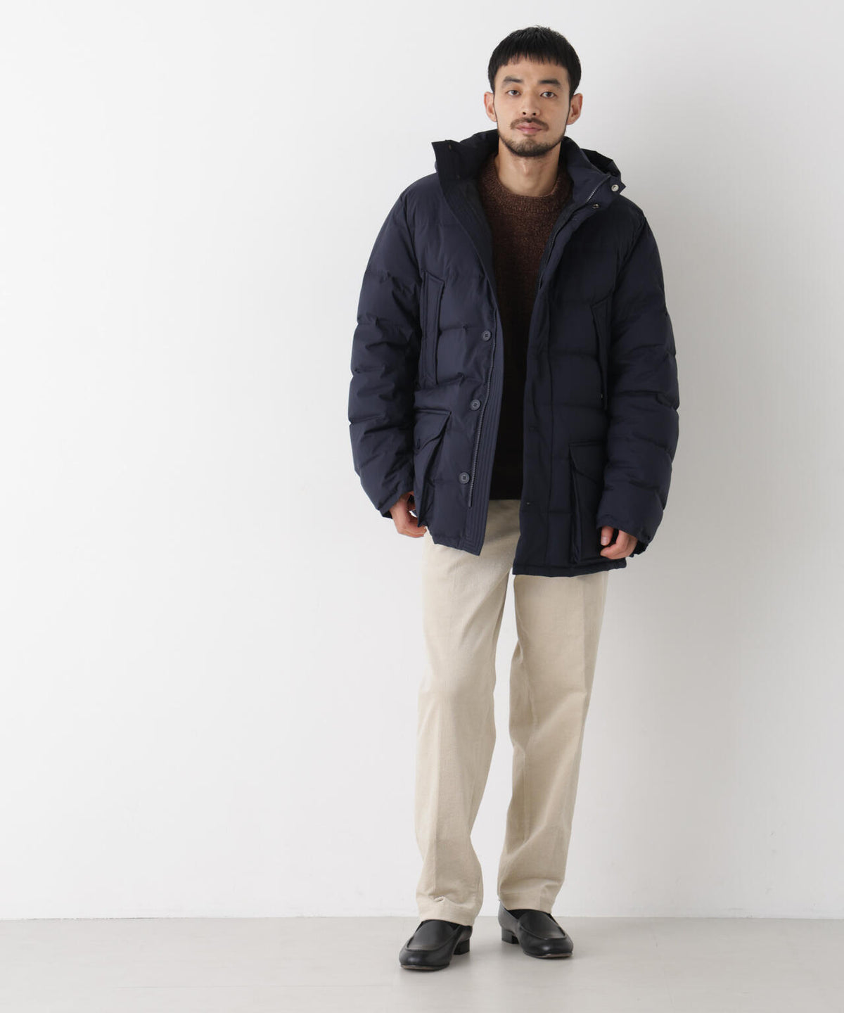 ALLIED FEATHER+DOWN ステッチミドルダウン フード脱着/撥水