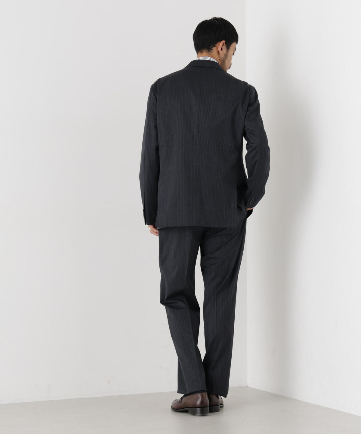 【形態安定】「DamerinoFormal」ウールPペンシルストライプJK/WASHABLE(セットアップ可)