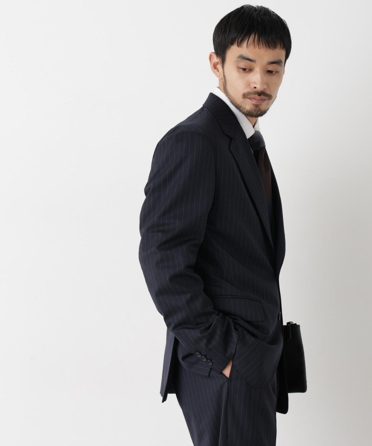 【形態安定】「DamerinoFormal」ウールPペンシルストライプJK/WASHABLE(セットアップ可)