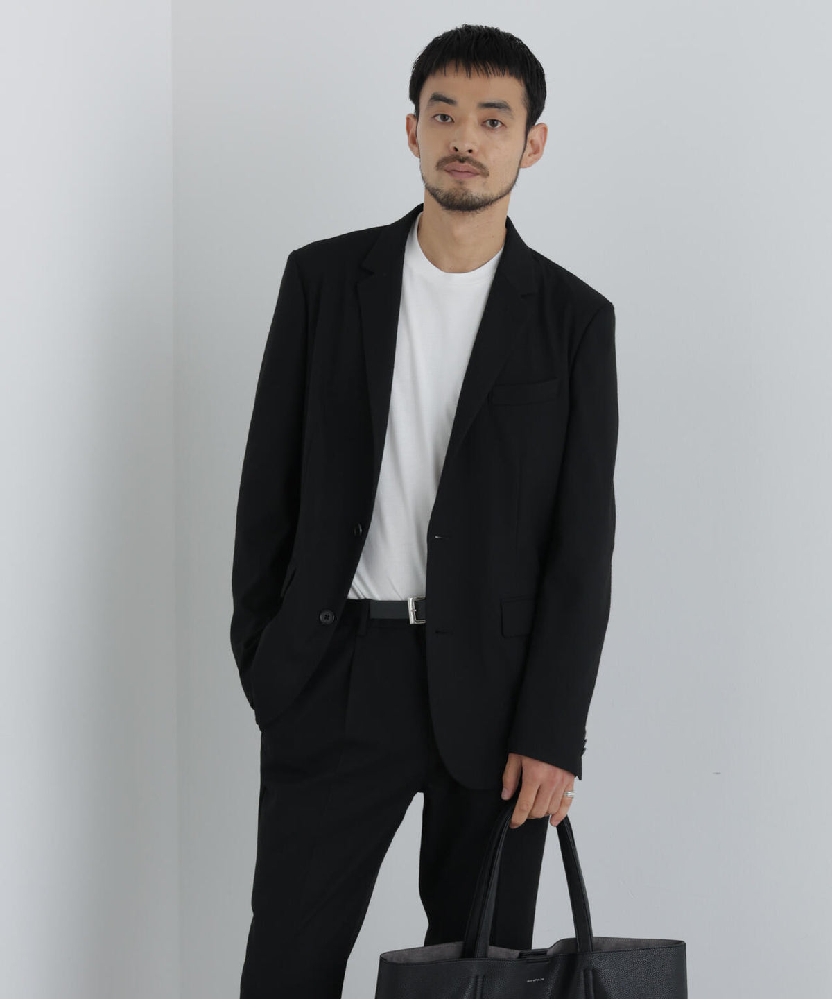 【ストレッチ/マシンウォッシャブル】「Damerino」 T/Rスラブストレッチセットアップ/WASHABLE