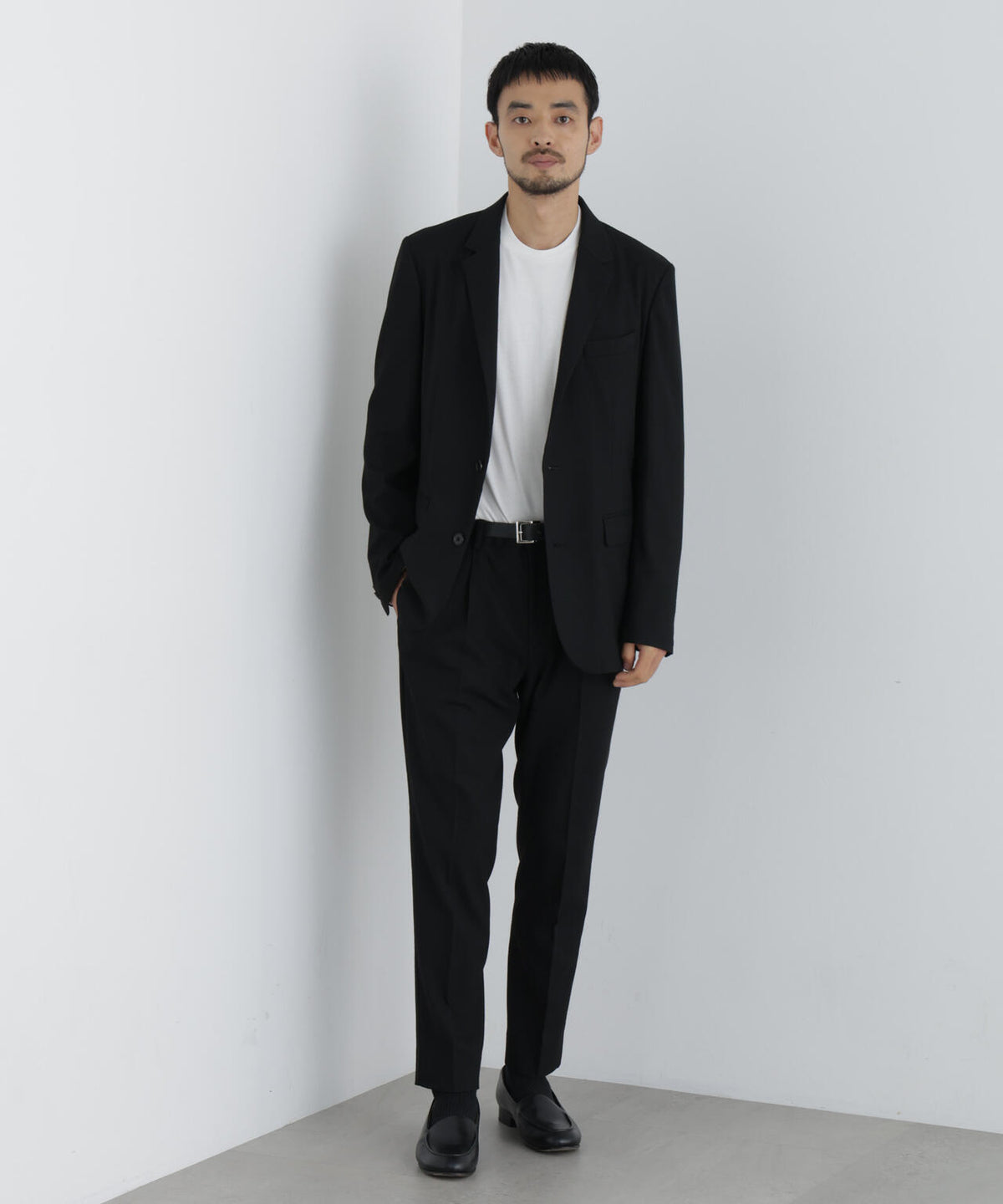 【ストレッチ/マシンウォッシャブル】「Damerino」 T/Rスラブストレッチセットアップ/WASHABLE