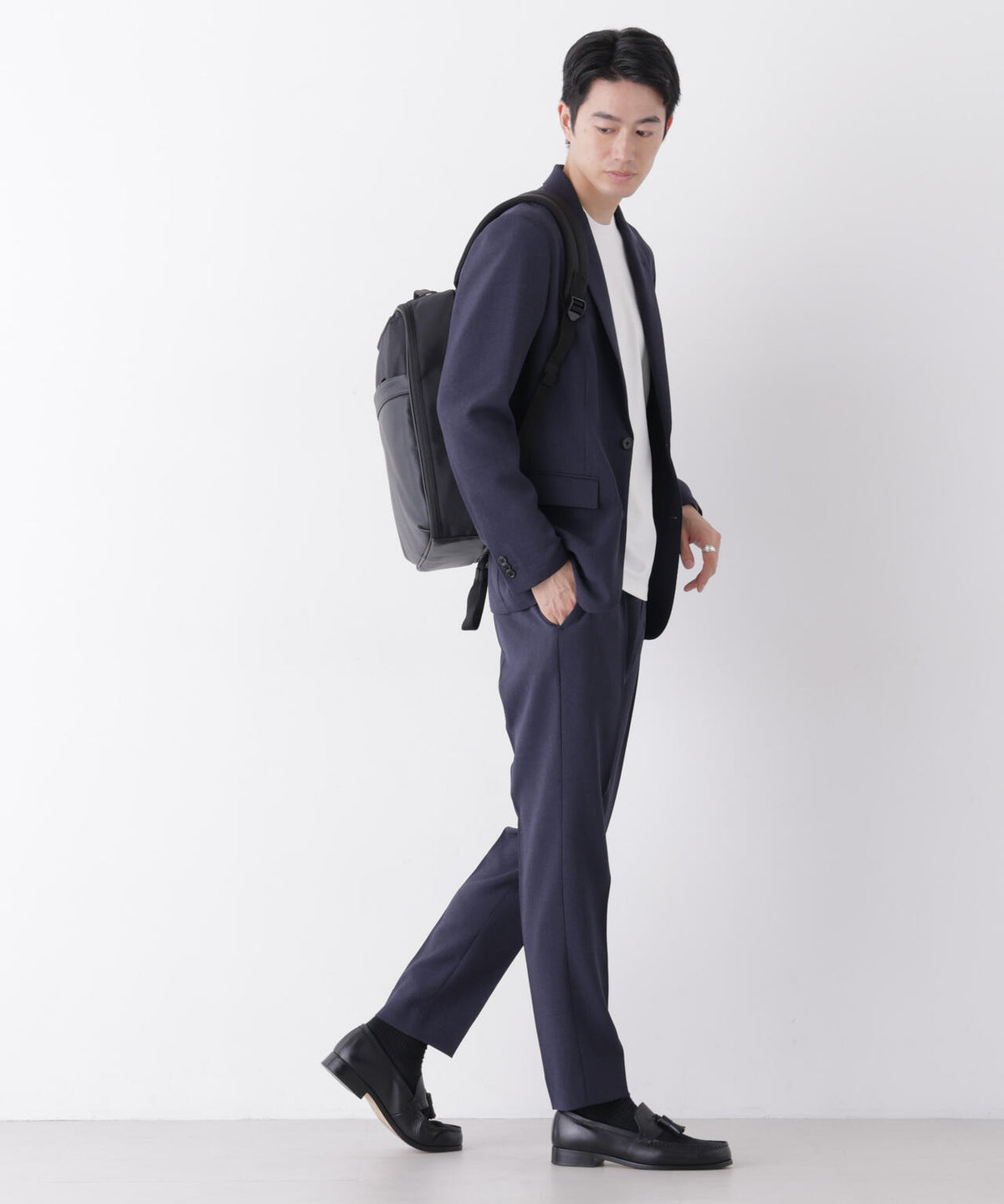 【形態安定】「Damerino」メランジエアシャークストレッチセットアップ