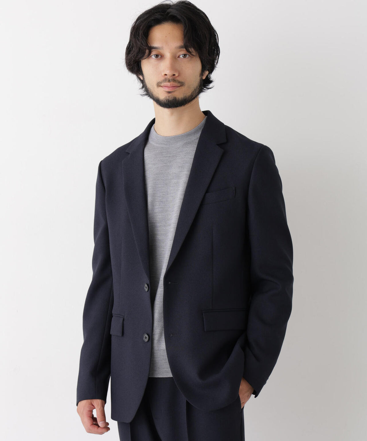 【ストレッチ/ウォッシャブル/防シワ】「Damerino」メランジオックスストレッチセットアップ