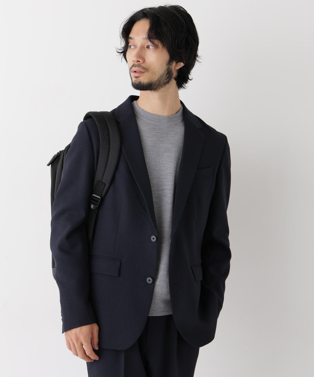 【ストレッチ/ウォッシャブル/防シワ】「Damerino」メランジオックスストレッチセットアップ