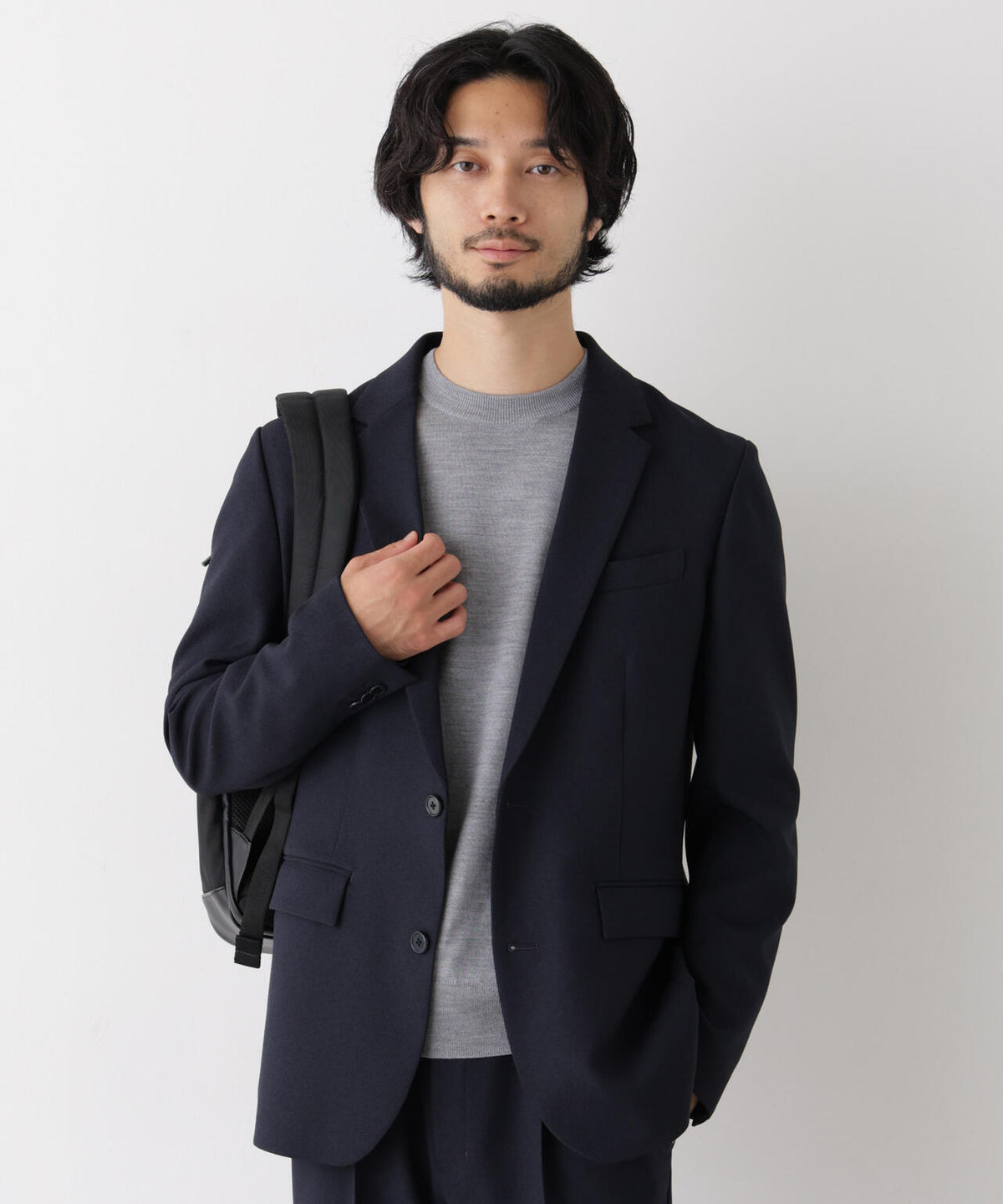 【ストレッチ/ウォッシャブル/防シワ】「Damerino」メランジオックスストレッチセットアップ