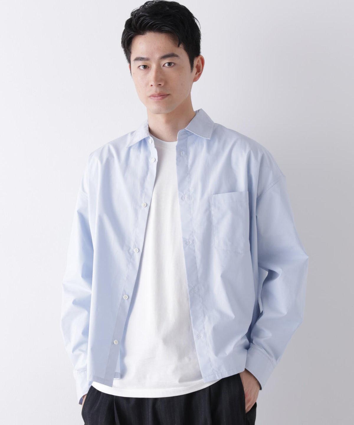 「James Fabric」 ボクシークロップドシャツブルゾン