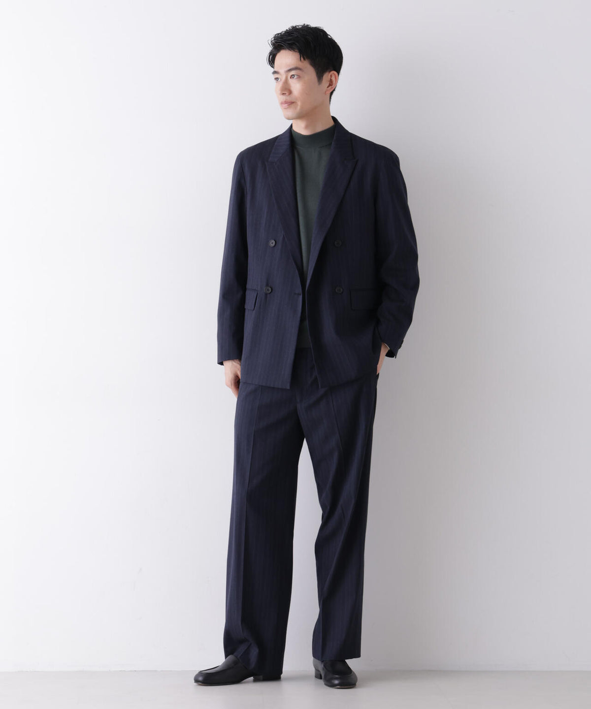 「DELEGANT」 ワンタックストレートトラウザーズ(セットアップ可)