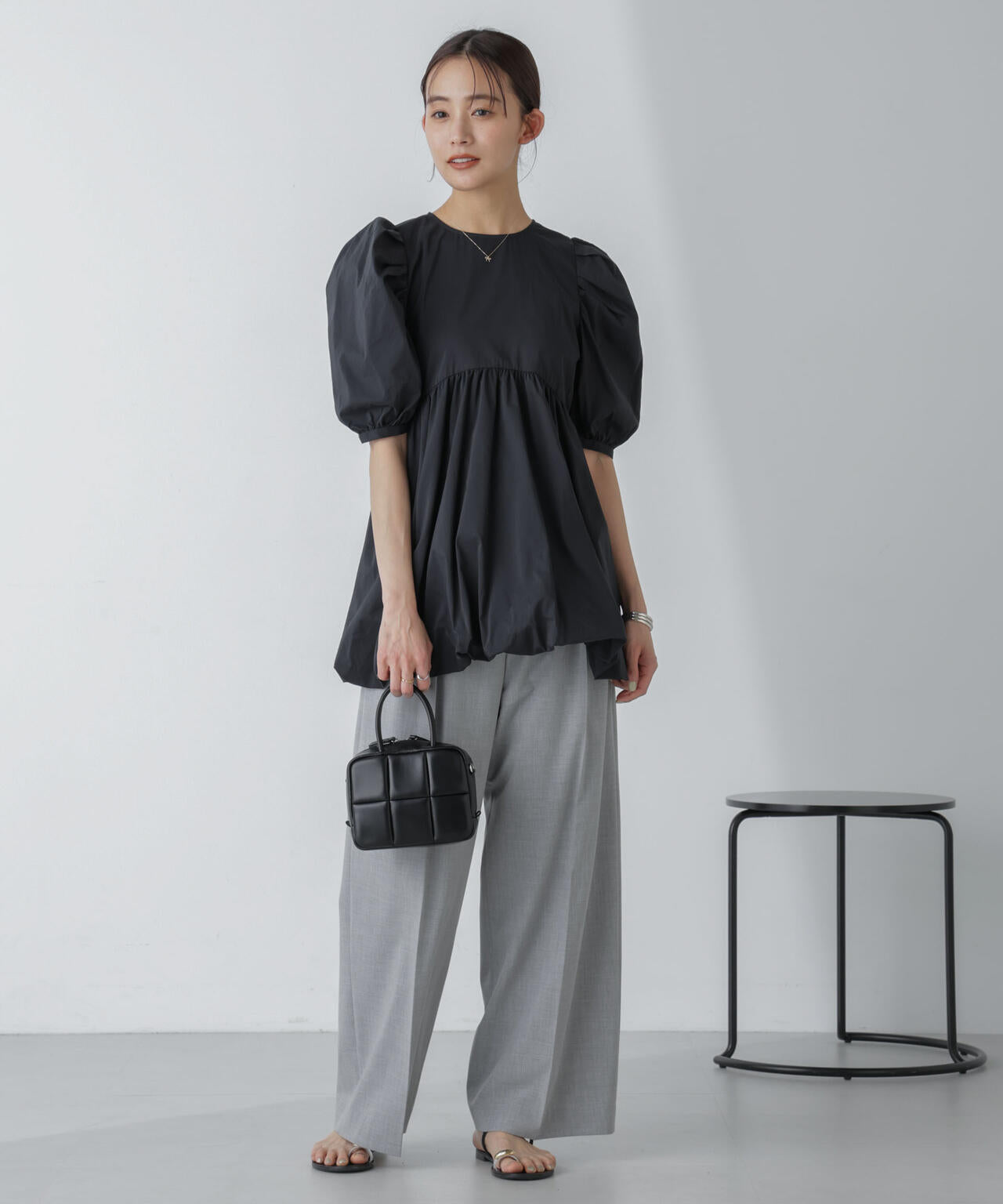 「星玲奈×NANO universe」タックスリーブバルーンブラウス