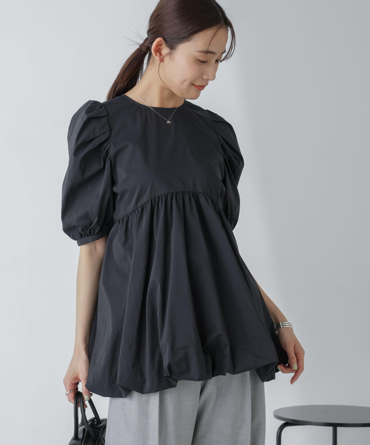 「星玲奈×NANO universe」タックスリーブバルーンブラウス