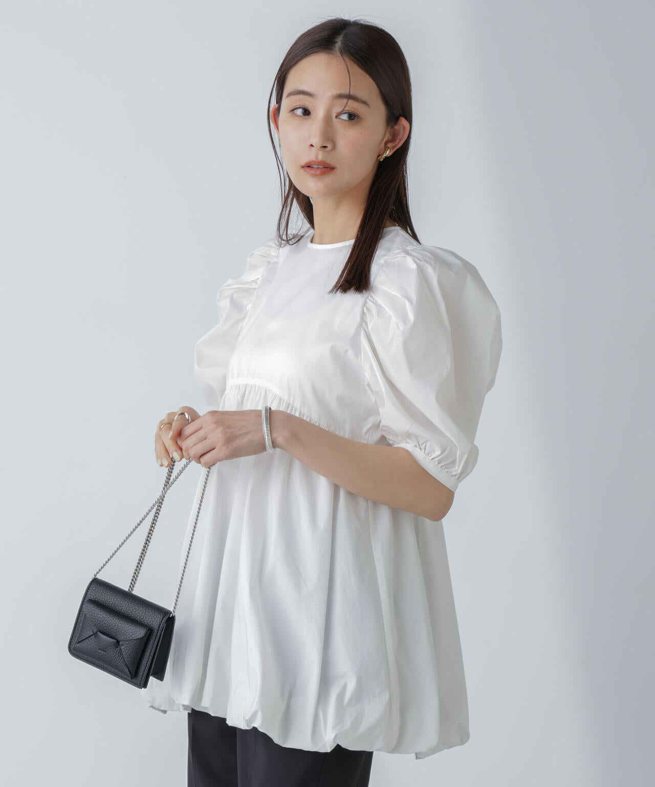 「星玲奈×NANO universe」タックスリーブバルーンブラウス