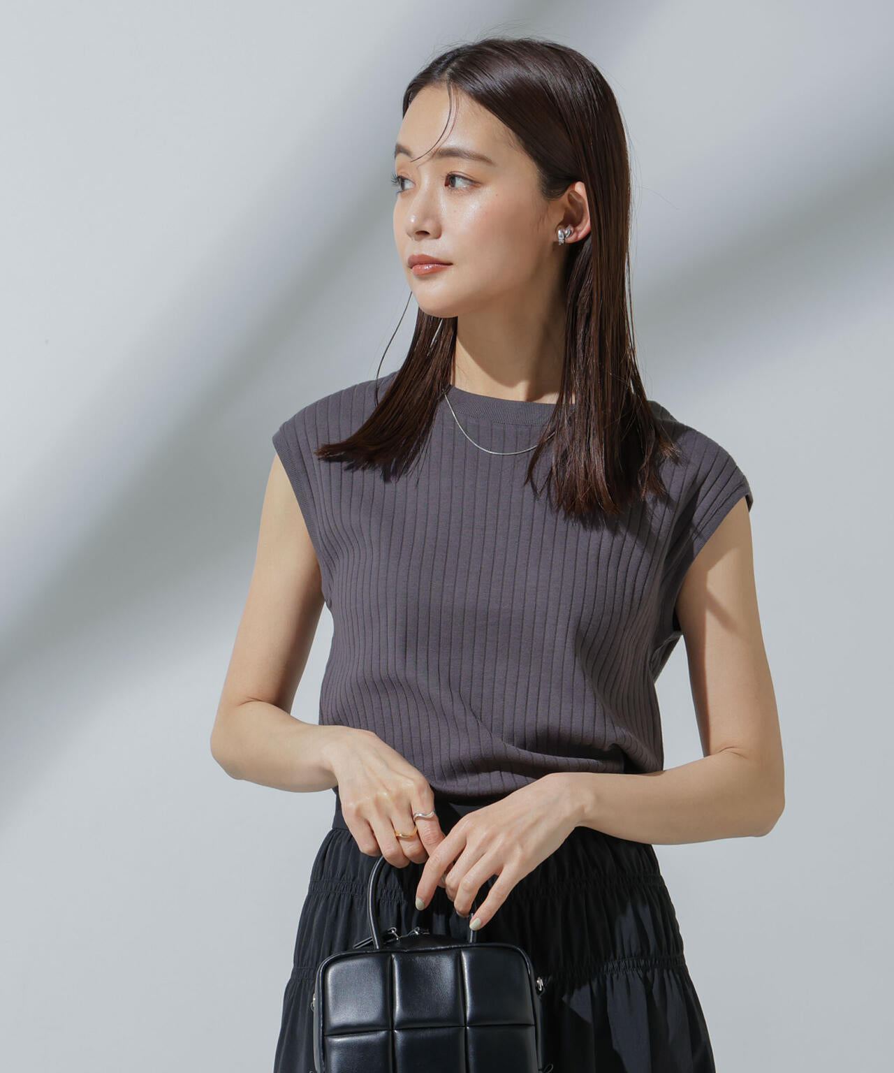 Anti Soaked(R) 汗染み防止 リブノースリーブTシャツ