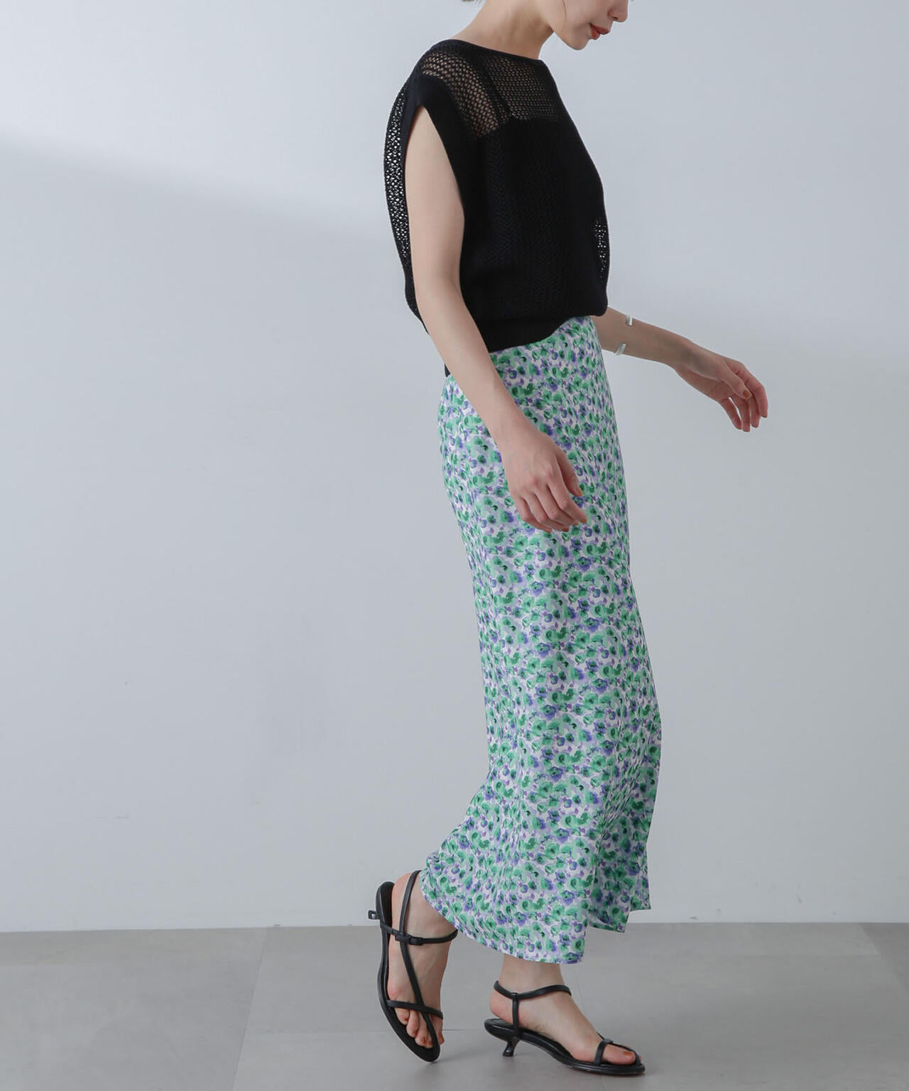ボカシプリントロングスカート
