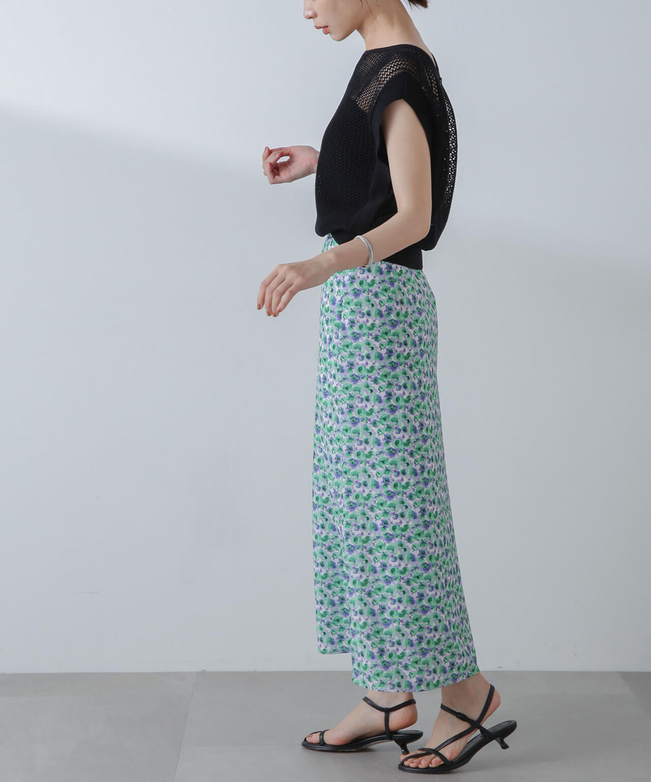 ボカシプリントロングスカート