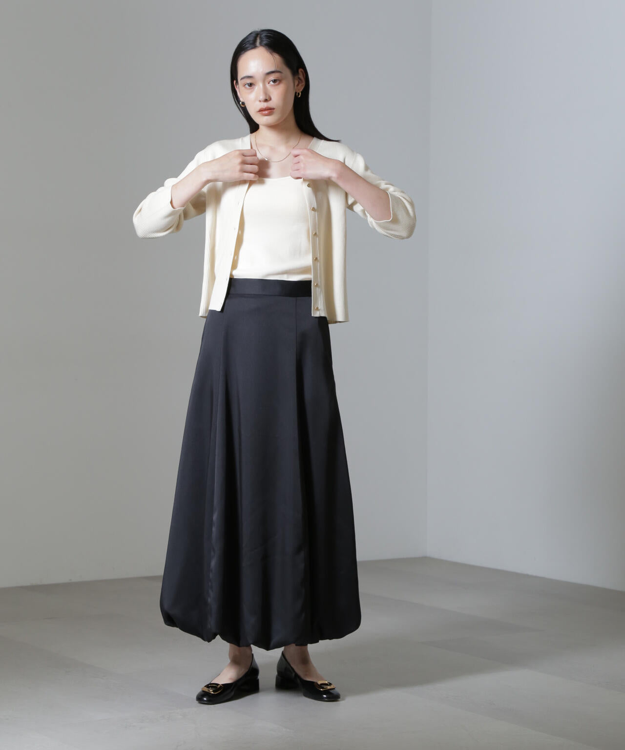 CICA&UVカット加工Vネックリブカーディガン