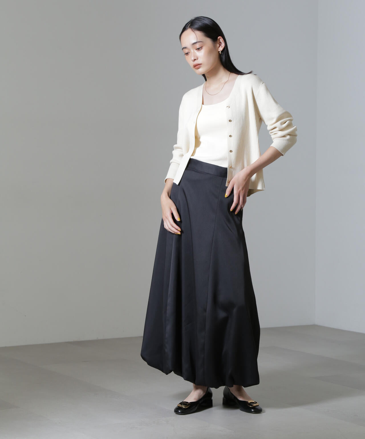 CICA&UVカット加工Vネックリブカーディガン