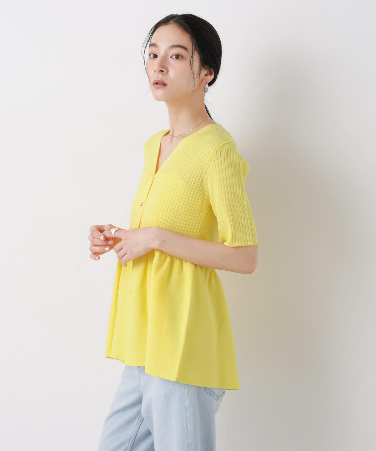SUMMER VEIL KNIT ペプラムニットカーディガン