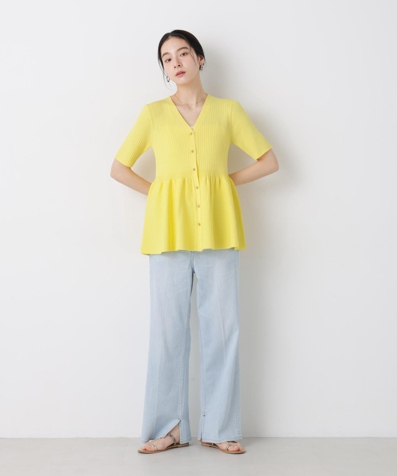 SUMMER VEIL KNIT ペプラムニットカーディガン
