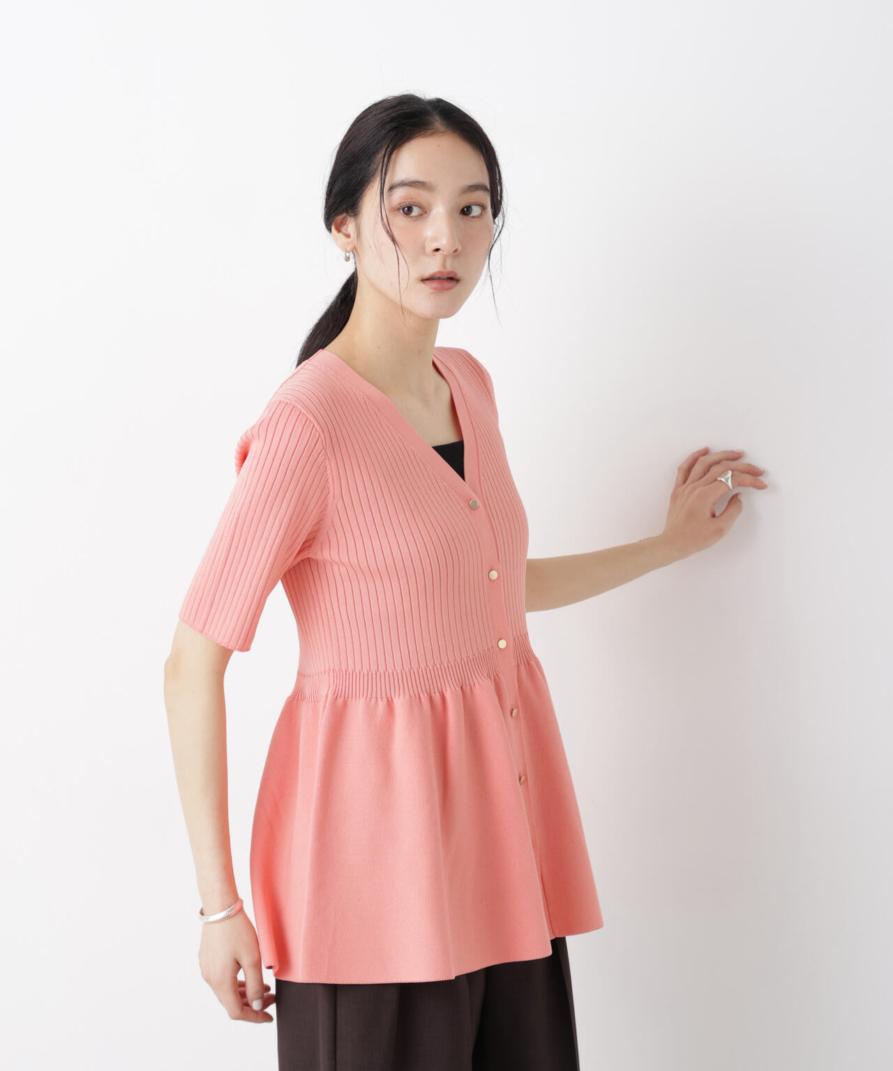 SUMMER VEIL KNIT ペプラムニットカーディガン