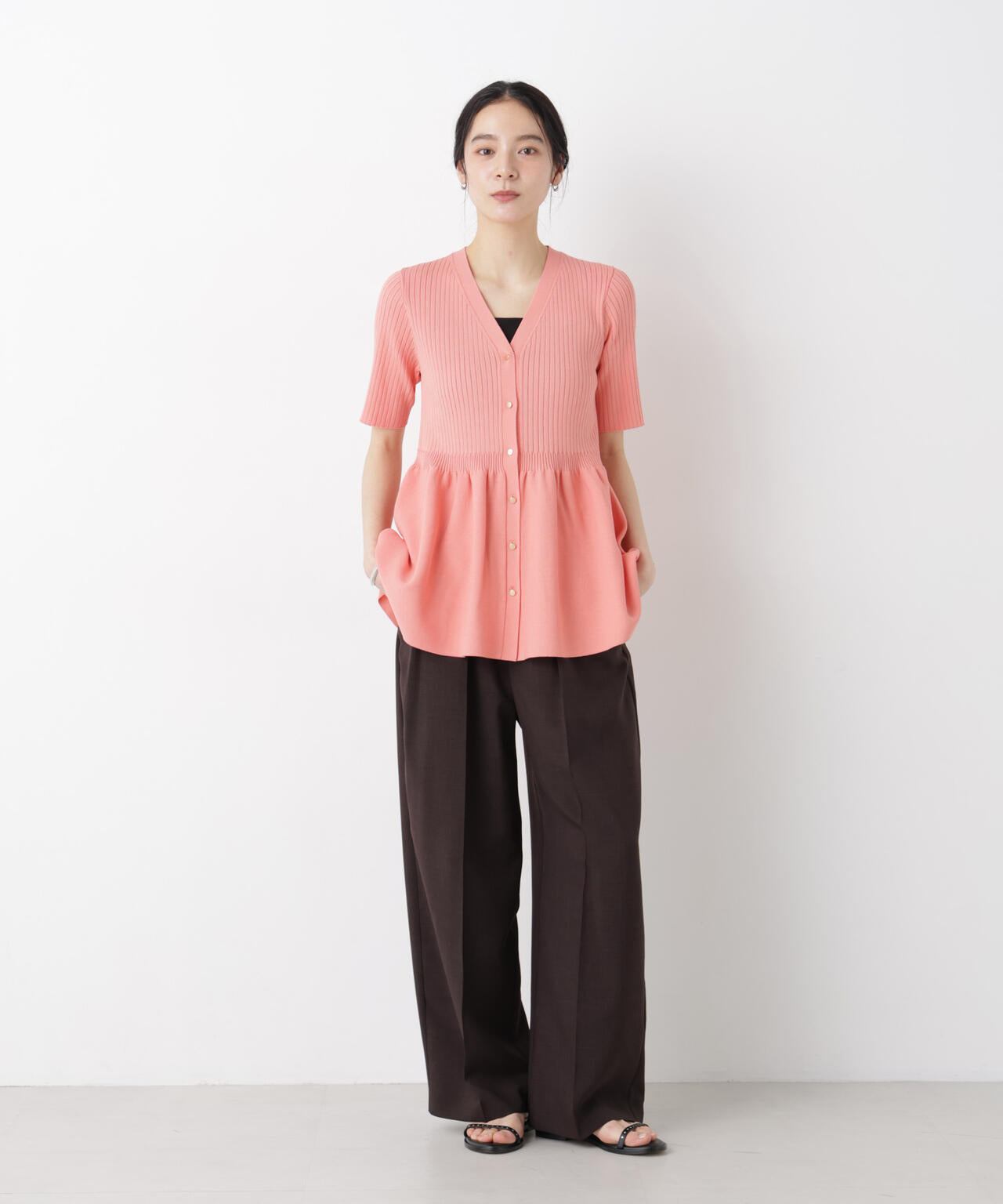 SUMMER VEIL KNIT ペプラムニットカーディガン
