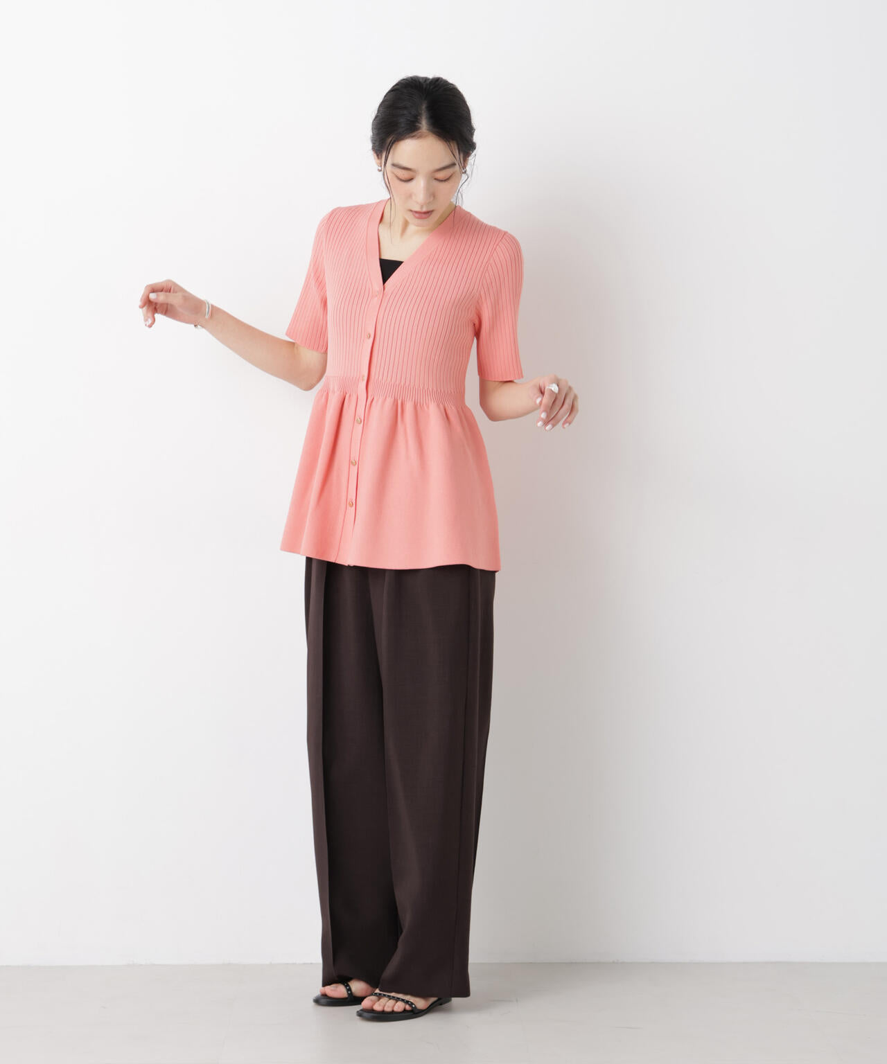 SUMMER VEIL KNIT ペプラムニットカーディガン