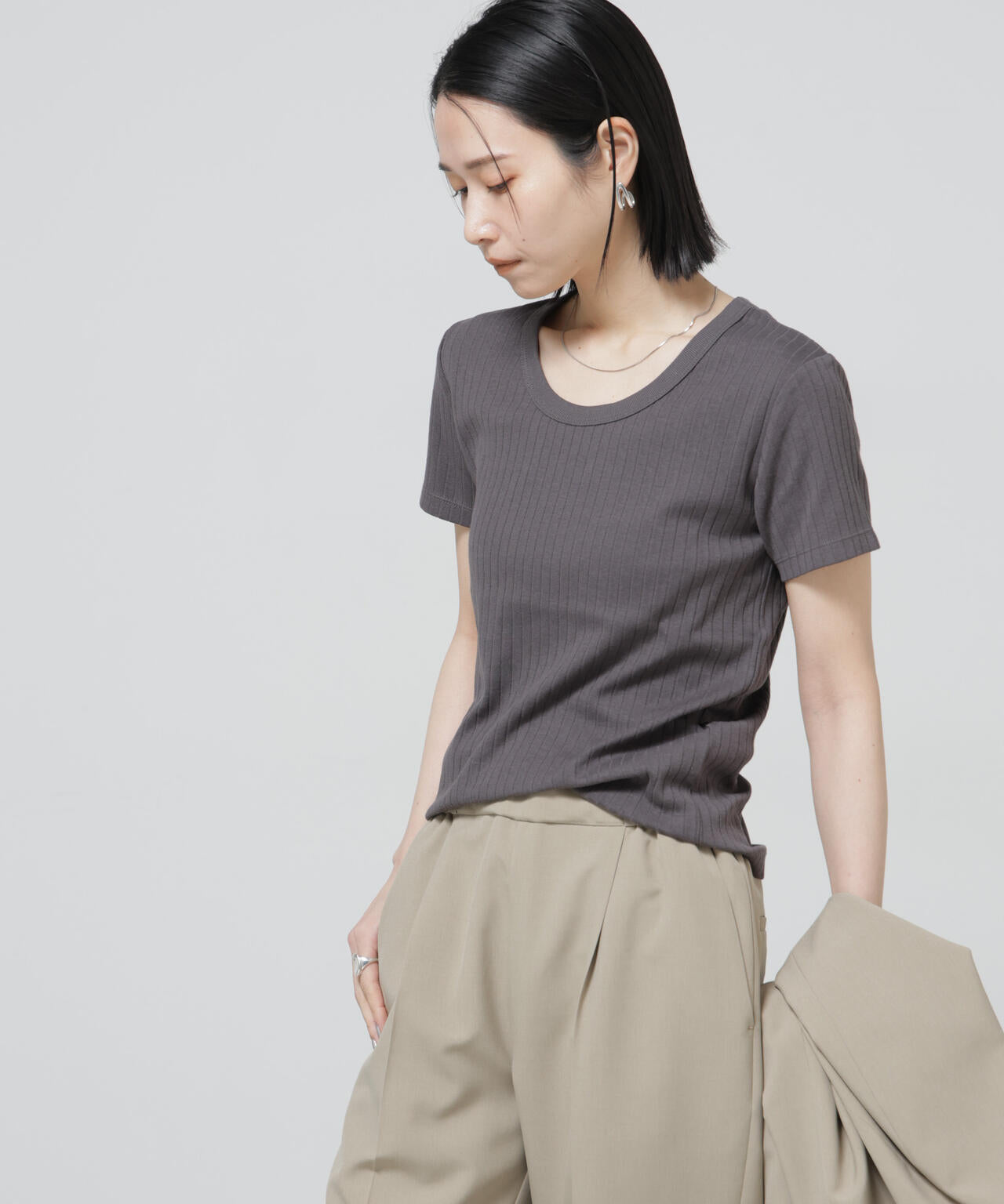 Anti Soaked(R) 汗染み防止コンパクトリブTシャツ