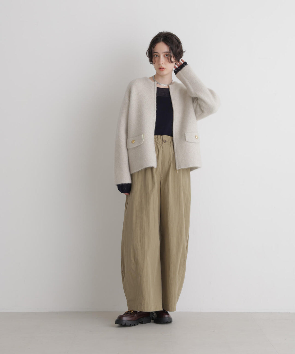 スイビウールクルーネックニットプルオーバー
