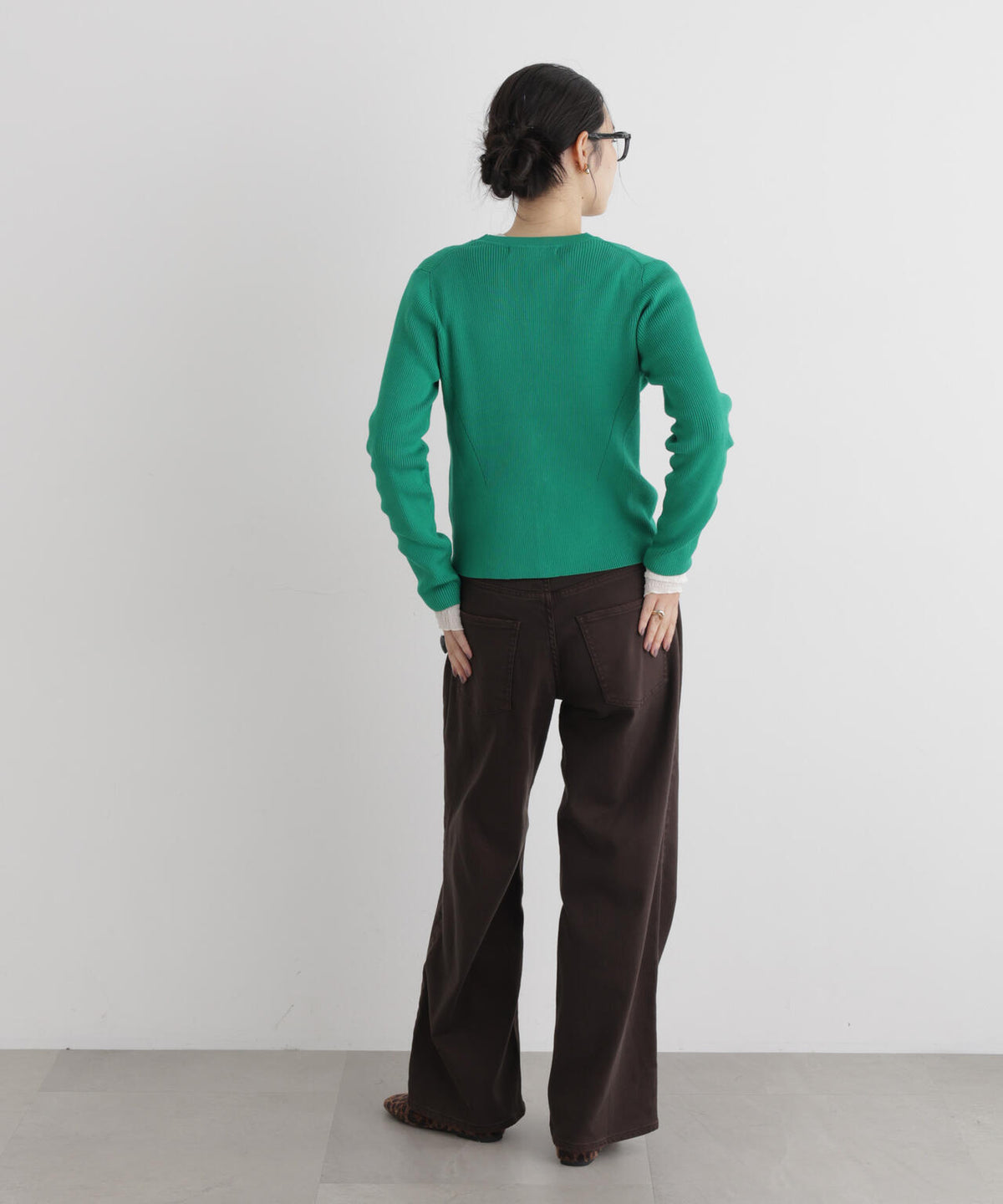 CICA&UVカット加工Vネックリブカーディガン