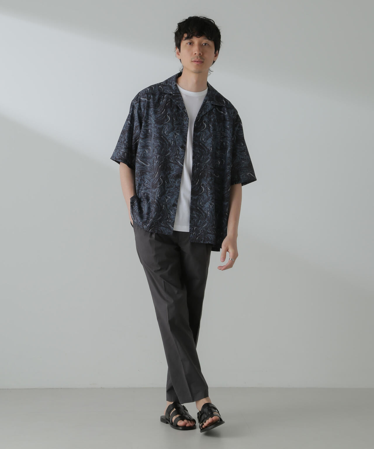 オリジナルパターンドレープシャツ 半袖