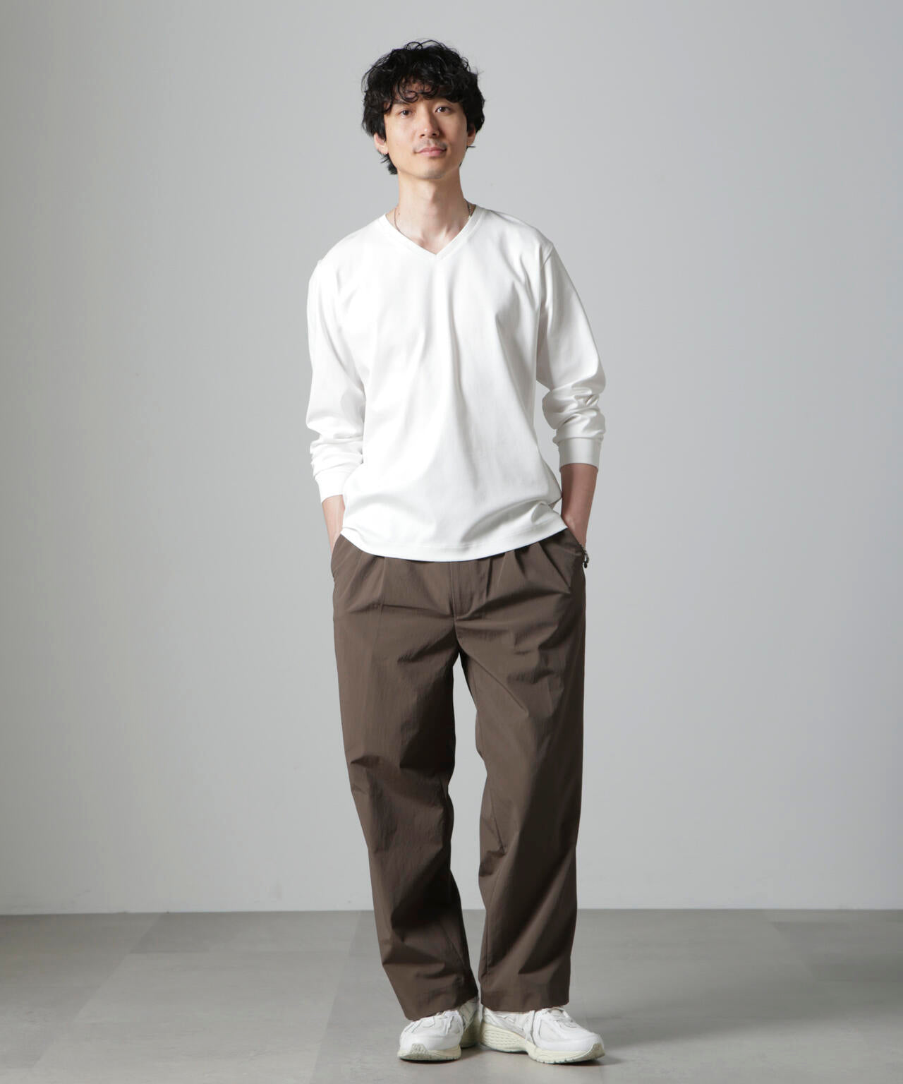 アンチスメルVネックTシャツ 長袖