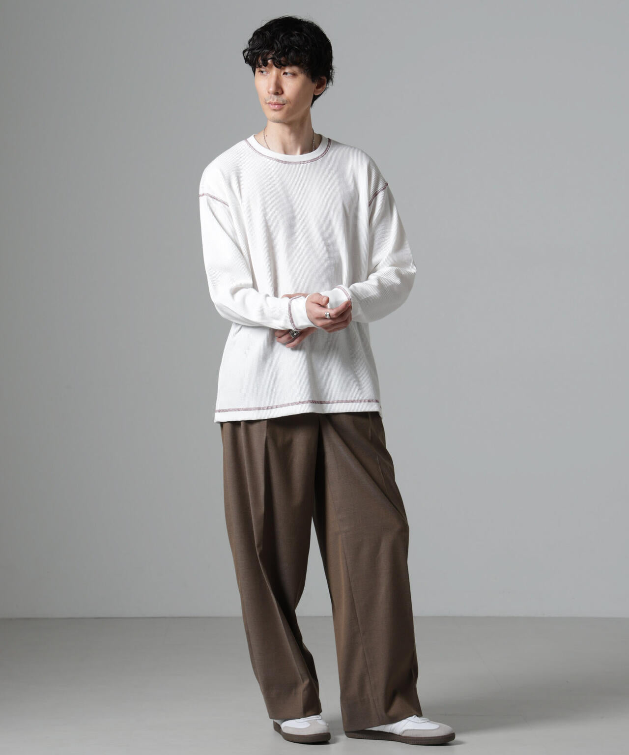 ステッチワッフルTシャツ 長袖