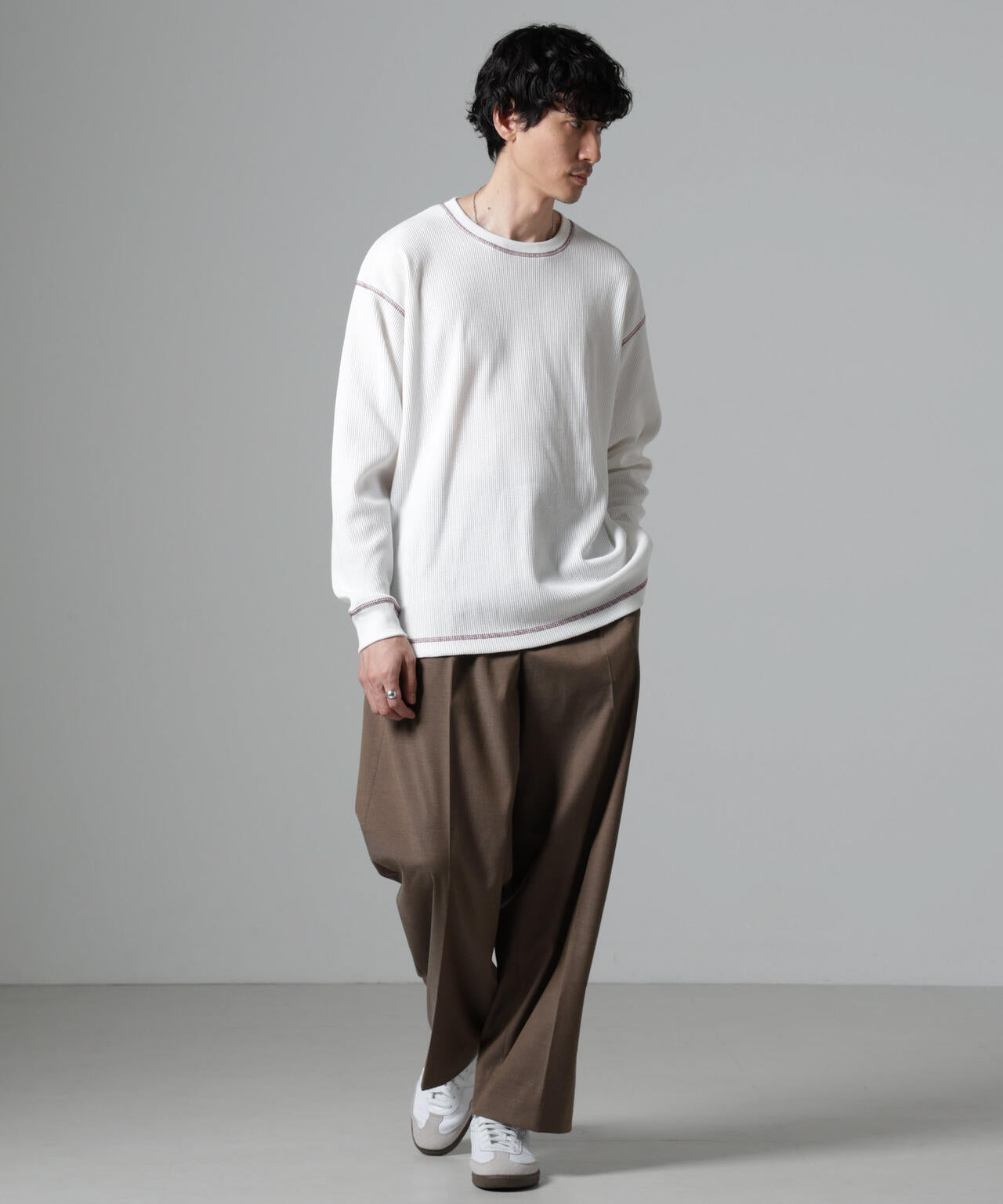 ステッチワッフルTシャツ 長袖