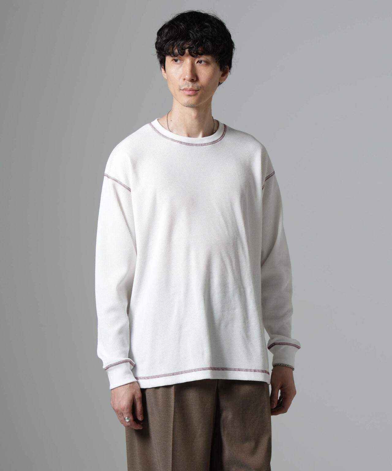 ステッチワッフルTシャツ 長袖