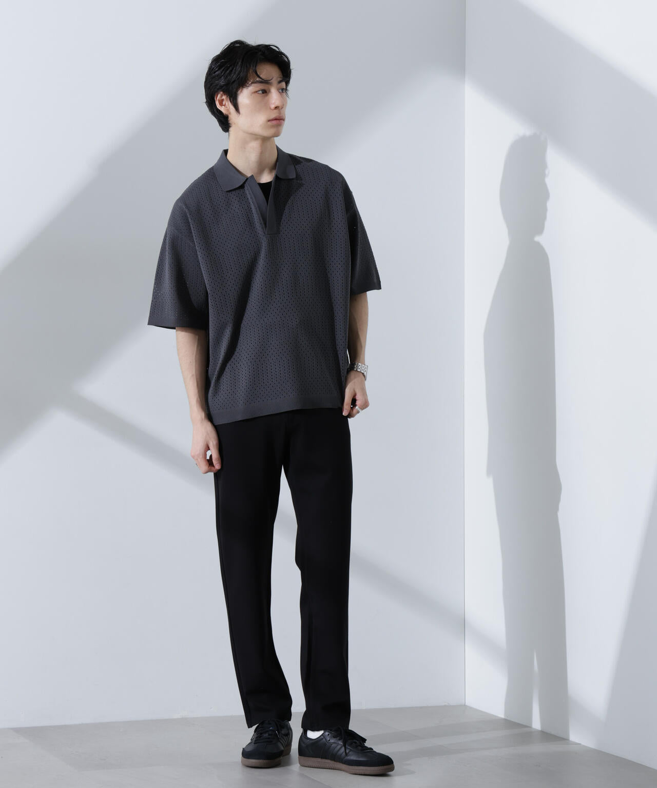 スキッパーテックニットポロシャツ/半袖